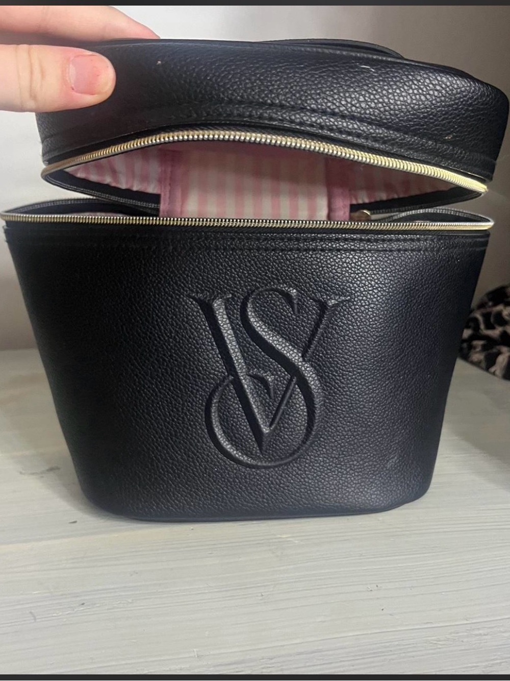 Victoria's Secret Pink and White Striped Cosmetic Pouch
